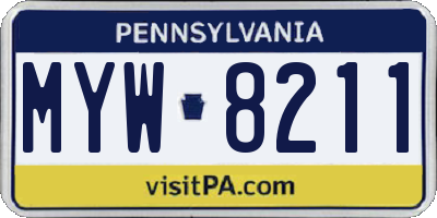 PA license plate MYW8211