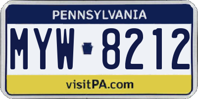 PA license plate MYW8212