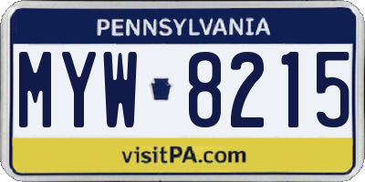 PA license plate MYW8215