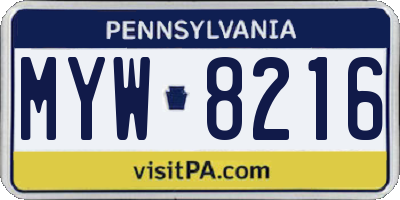 PA license plate MYW8216