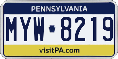 PA license plate MYW8219