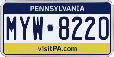 PA license plate MYW8220