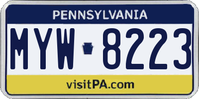 PA license plate MYW8223