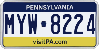 PA license plate MYW8224