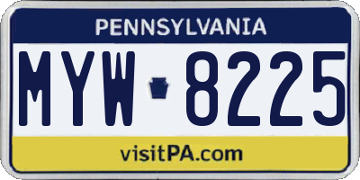 PA license plate MYW8225