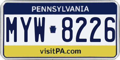 PA license plate MYW8226