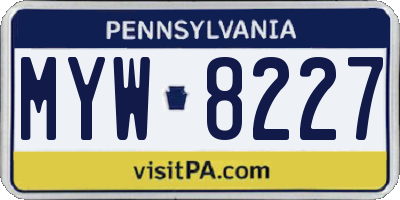 PA license plate MYW8227