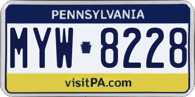 PA license plate MYW8228