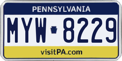 PA license plate MYW8229