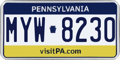PA license plate MYW8230