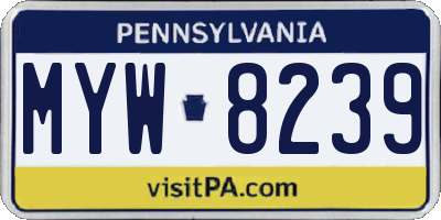 PA license plate MYW8239