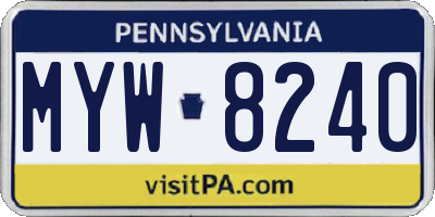 PA license plate MYW8240