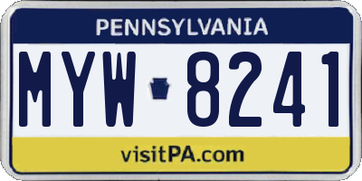 PA license plate MYW8241