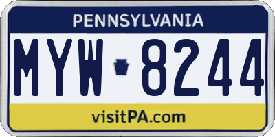 PA license plate MYW8244