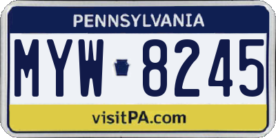 PA license plate MYW8245