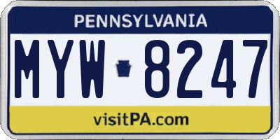 PA license plate MYW8247