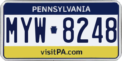 PA license plate MYW8248