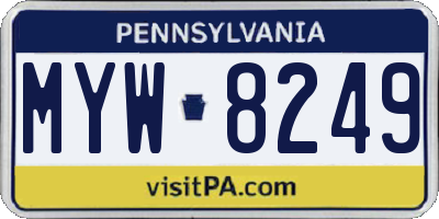 PA license plate MYW8249