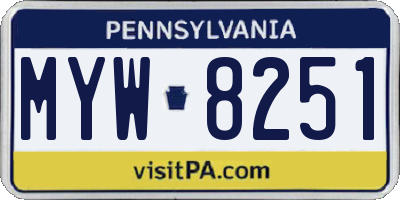 PA license plate MYW8251