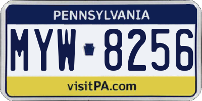 PA license plate MYW8256