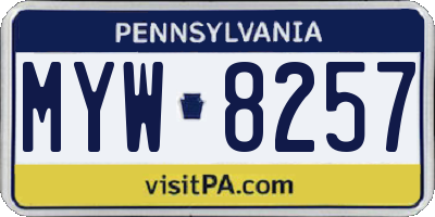 PA license plate MYW8257
