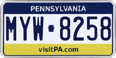 PA license plate MYW8258