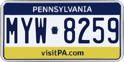 PA license plate MYW8259