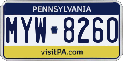 PA license plate MYW8260