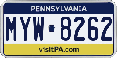 PA license plate MYW8262