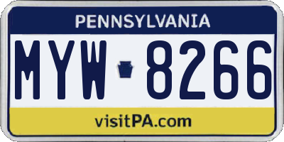 PA license plate MYW8266