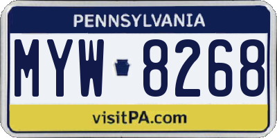 PA license plate MYW8268