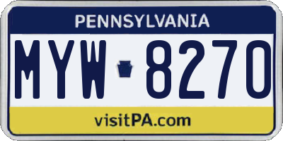 PA license plate MYW8270
