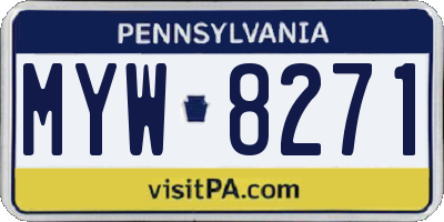 PA license plate MYW8271