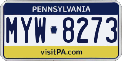 PA license plate MYW8273