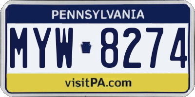 PA license plate MYW8274