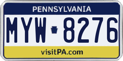 PA license plate MYW8276