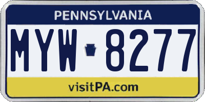 PA license plate MYW8277
