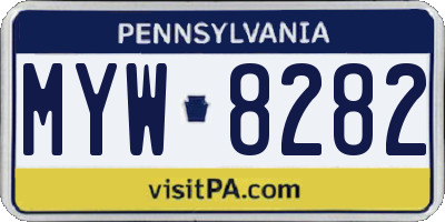 PA license plate MYW8282
