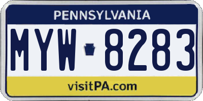 PA license plate MYW8283