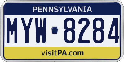 PA license plate MYW8284