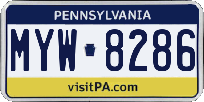 PA license plate MYW8286