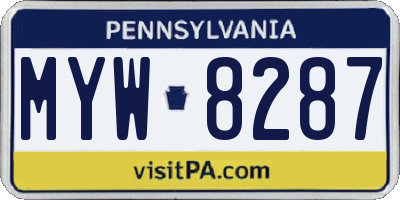 PA license plate MYW8287