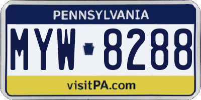 PA license plate MYW8288