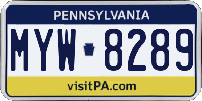 PA license plate MYW8289