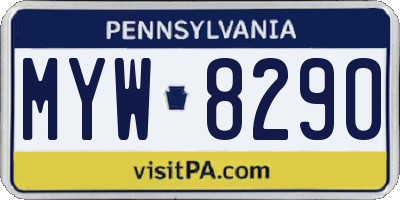 PA license plate MYW8290