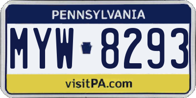 PA license plate MYW8293