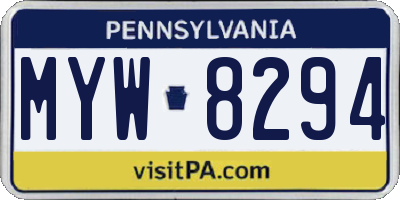 PA license plate MYW8294