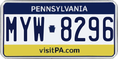 PA license plate MYW8296
