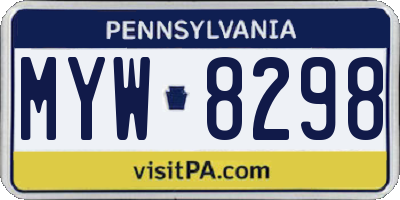 PA license plate MYW8298