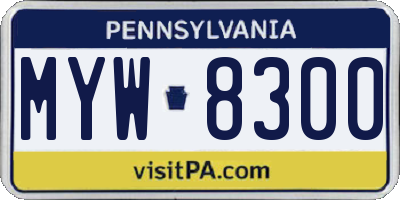 PA license plate MYW8300